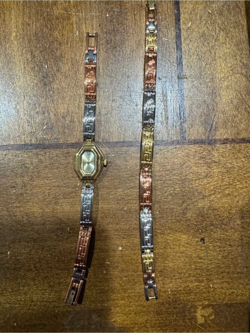 Tri-Tone Women's Bracelet Watch - Gold, Silver & Rose